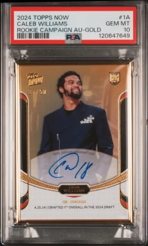 2024 Topps Now Rookie Campaign Autographs Caleb Williams Rookie Campaign Au-Gold front