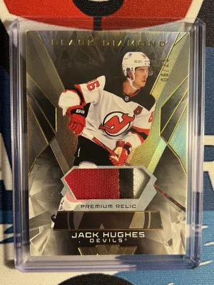 2025-26 Black Diamond Premium Relic Jack Hughes /25 front