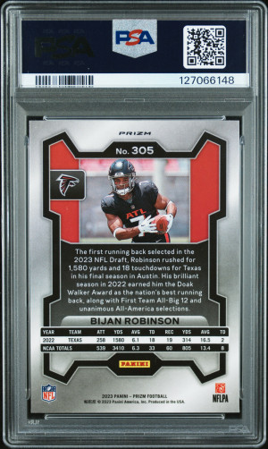 2023 Panini Prizm Bijan Robinson Silver Prizm back