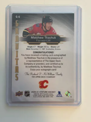 2020 Matthe Tkachuk Auto UD Signature back