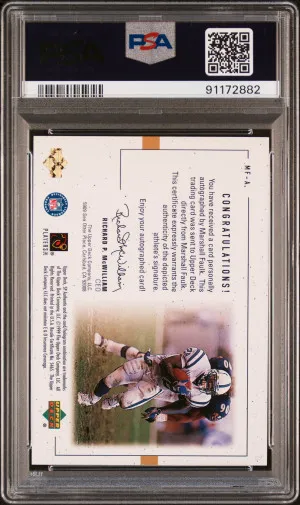1999 SP Authentic Player's Ink Marshall Faulk #MF-A Auto PSA 10/10 POP 2 back