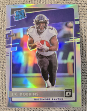 JK Dobbins Donruss Optic Rated Rookie Silver Holo front