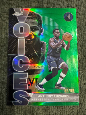 2025-26 Topps Chrome Anthony Edwards Voices Green Refractor /99 front