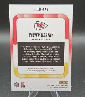 2024 Absolute Xavier Worthy Rookie Jumbo 3 Color Patch /49 back