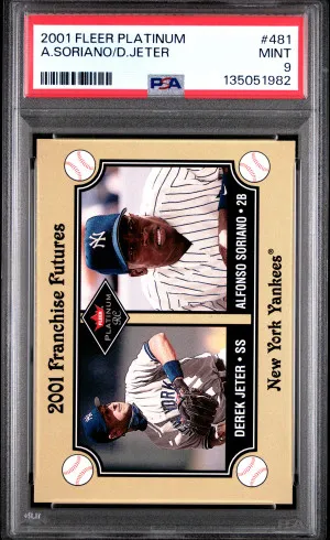 2001 Fleer Platinum Alfonso Soriano / Derek Jeter PSA 9 front
