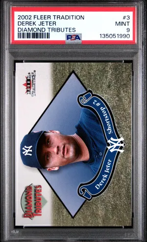 2002 Fleer Tradition Diamond Tributes Derek Jeter Diamond Tributes PSA 9 front