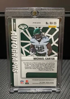 Michael Carter Rookie Autograph Card back