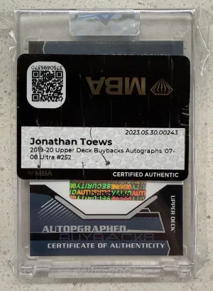2019-20 UD Buybacks 2007 Ultra Jonathan Toews Auto /25 back