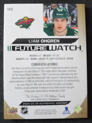 Liam Ohgren Future Watch Auto Patch /100 back