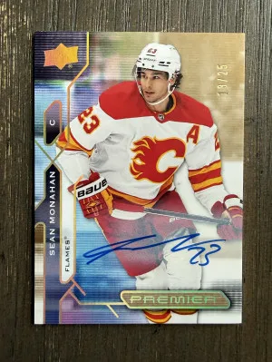 2021-22 Upper Deck Premier Sean Monahan Base Gold Auto /25 #54 front