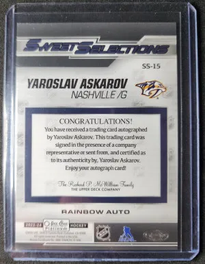 Yaroslav Askarov Sweet Selections Rookie Auto back