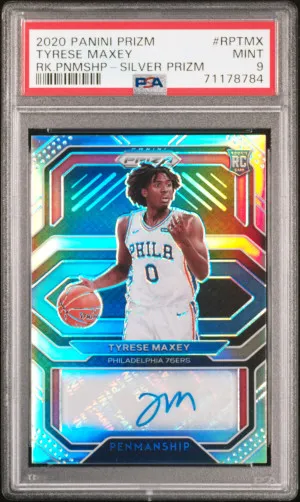 2020 Panini Prizm Rookie Penmanship Tyrese Maxey Rk.pnmshp-Silver Prizm front