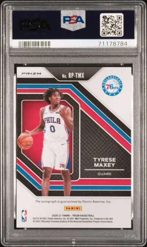 2020 Panini Prizm Rookie Penmanship Tyrese Maxey Rk.pnmshp-Silver Prizm back