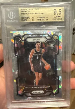 2023-24 Prizm Victor Wembanyama Cracked Ice BGS 9.5 front