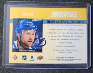 Steven Stamkos Ticket Access Autographs /15 back