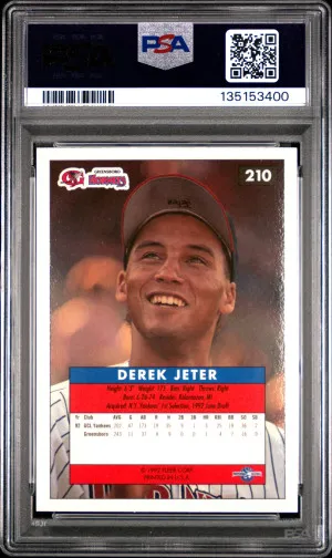 1992 Fleer Excel Derek Jeter PSA 9 back