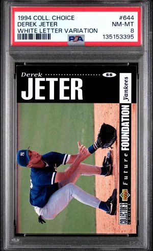 1994 Collector's Choice Derek Jeter White Letter Variation PSA 8 front