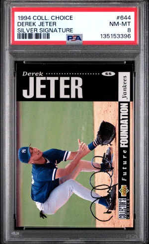 1994 Collector's Choice Derek Jeter Silver Signature PSA 8 front