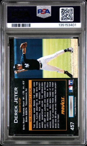 1993 Pinnacle Derek Jeter PSA 9 Rookie! back