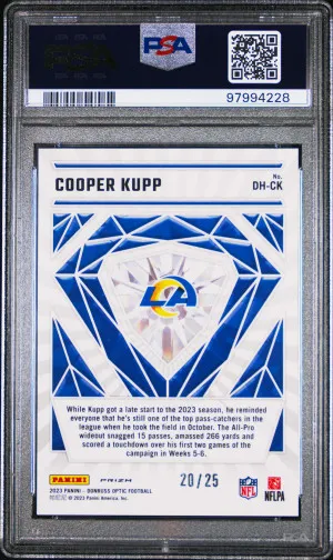 2023 Panini Donruss Optic Diamond Hands Cooper Kupp Diamond Hands-Purple Stars /25 back