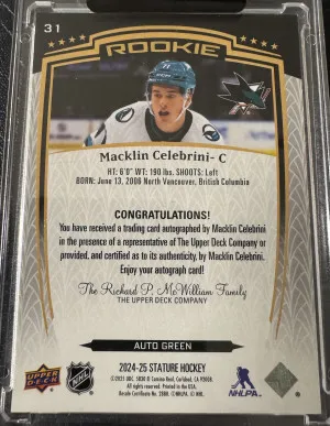Macklin Celebrini Stature RC Auto /199 back