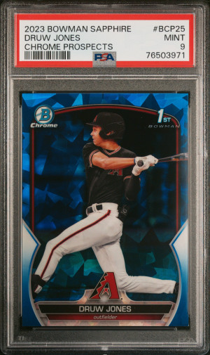 Druw Jones 2023 Bowman Sapphire Chrome #BCP-25 PSA 9 front