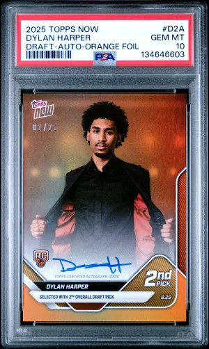 2025 Topps Now Draft Dylan Harper Auto Orange Foil 02/25 Rookie front