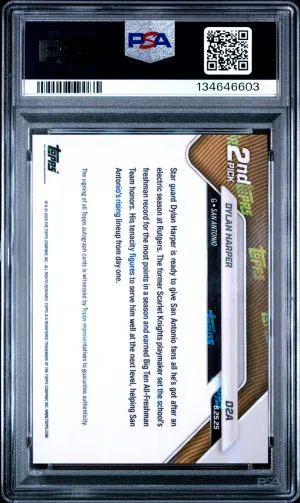 2025 Topps Now Draft Dylan Harper Auto Orange Foil 02/25 Rookie back