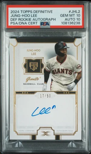 2024 Topps Definitive Collection Definitive Rookie Autographs Jung-Hoo Lee 17/50 #JHL2 PSA 10 Auto 10 front