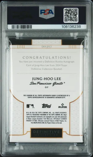 2024 Topps Definitive Collection Definitive Rookie Autographs Jung-Hoo Lee 17/50 #JHL2 PSA 10 Auto 10 back