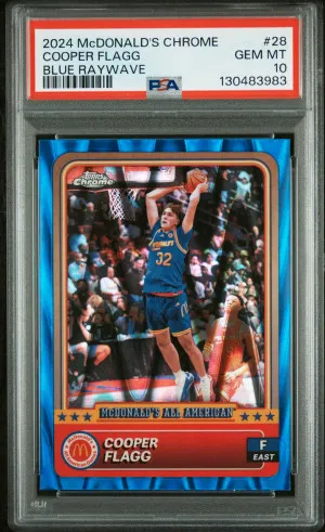 PSA 10 2024 Topps Chrome Mcdonald's All American Cooper Flagg Blue Raywave front