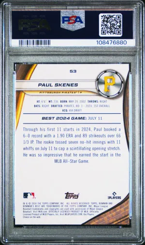 2024 Bowman's Best Paul Skenes Purple Mojo Refractor 043/250 Rookie back