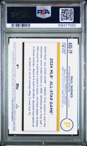 2024 Topps Update 2024 All-Star Game Paul Skenes PSA 10 back