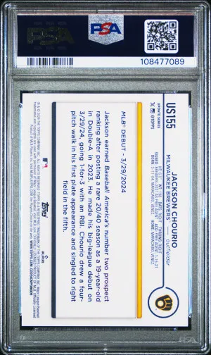 2024 Topps Update Rookie Jackson Chourio PSA 10 back