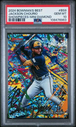 2024 Bowman's Best Showpieces Mini Diamond Refractor Jackson Chourio PSA 10 front