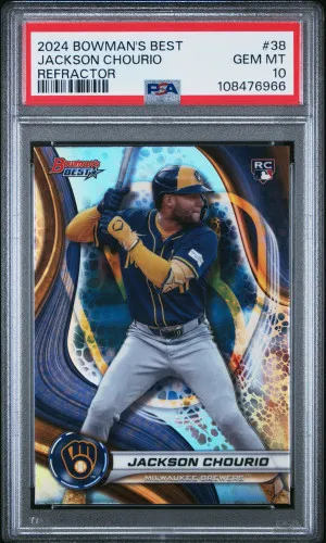 2024 Bowman's Best Refractor Jackson Chourio PSA 10 front