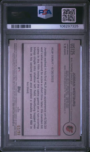 2024 Topps Update Vintage Stock 63/99 Jordan Westburg PSA 10 back