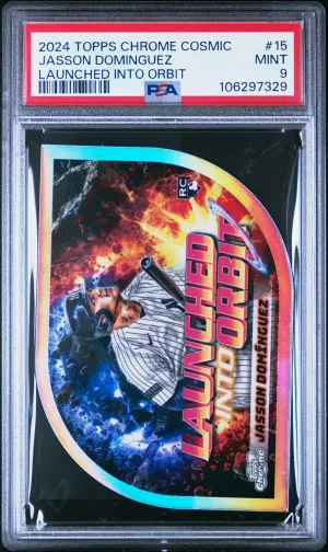 2024 Topps Chrome Cosmic Launched Into Orbit Jasson Dominguez PSA 9 front
