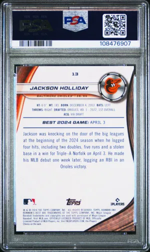 2024 Bowman's Best Jackson Holliday PSA 10 back
