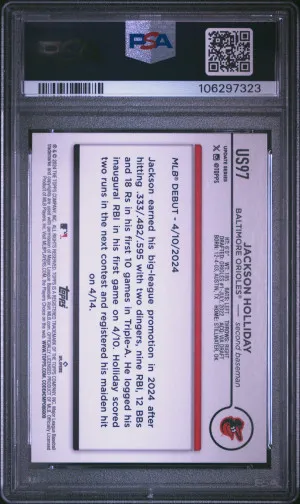 2024 Topps Update Rainbow Foil Rookie Debut Jackson Holliday PSA 10 back