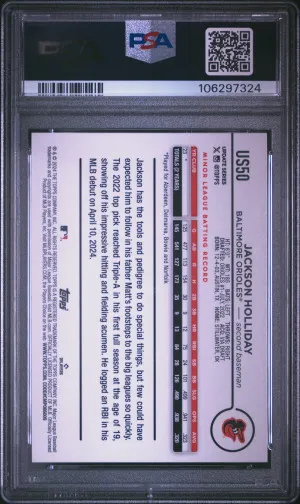 2024 Topps Update Rainbow Foil Rookie Jackson Holliday PSA 10 back