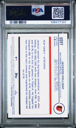 2024 Topps Update Rookie Jackson Holliday PSA 10 back