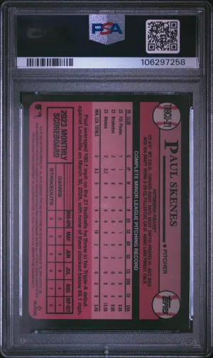 2024 Topps Update Silver Pack 1989 Chrome Promo Paul Skenes PSA 10 back