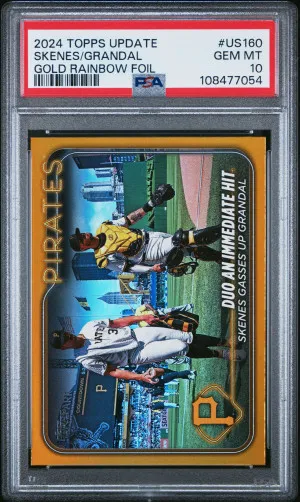 2024 Topps Update Paul Skenes / Yasmani Grandal Gold Rainbow Foil PSA 10 front