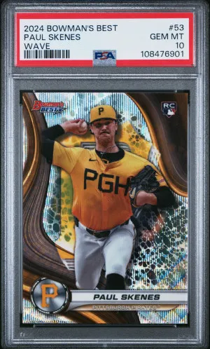2024 Bowman's Best Wave Refractor Paul Skenes PSA 10 front