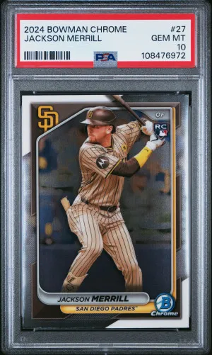 2024 Bowman Chrome Jackson Merrill PSA 10 front