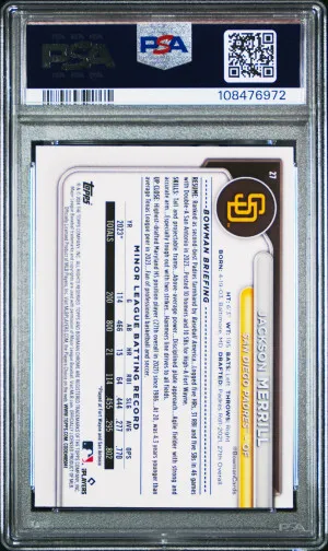 2024 Bowman Chrome Jackson Merrill PSA 10 back