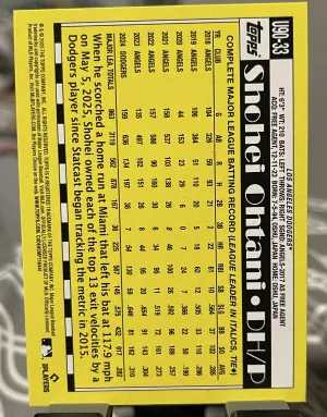 2025 Topps Update Series - 1990 Topps Baseball Shohei Ohtani #U90-33 Refractor back