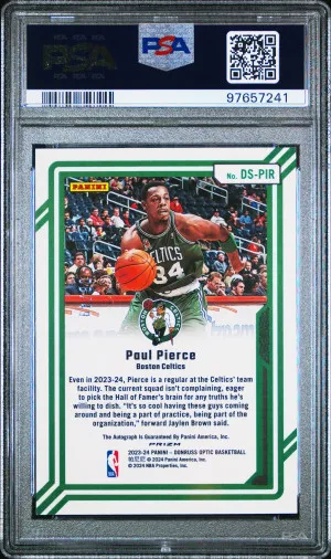 2023 Panini Donruss Optic Dominators Signatures Paul Pierce /49 PSA 10 💎 back