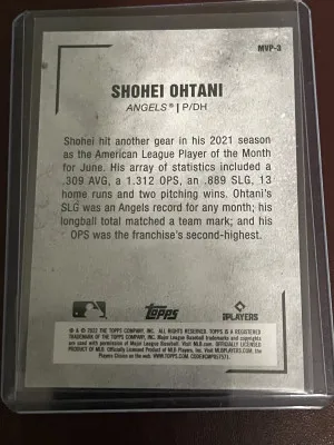 2022 Topps Japan Edition- Mvp Shohei Ohtani#MVP-3 back